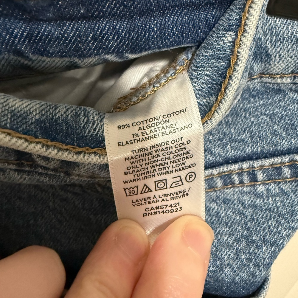 LOFT Blue Distressed High Waist Straight Crop Jeans - Picture 5 of 5